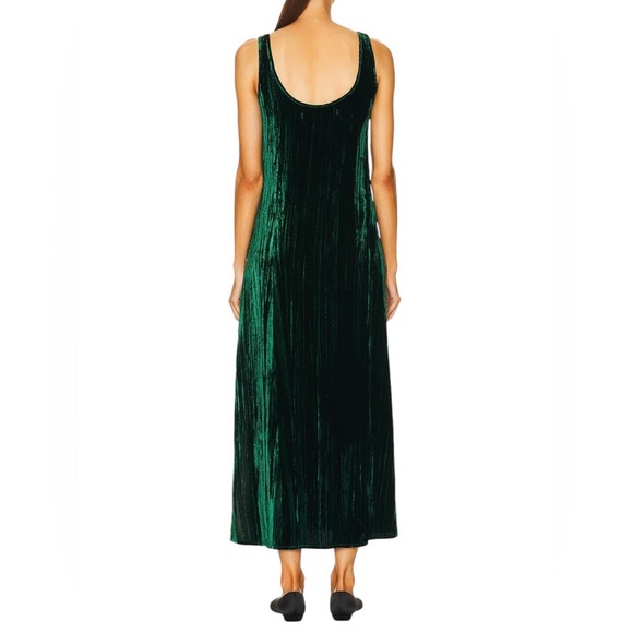 Enza Costa New Green Silk Textured Velvet Tank Dress Size 1 / Small - Picture 2 of 7